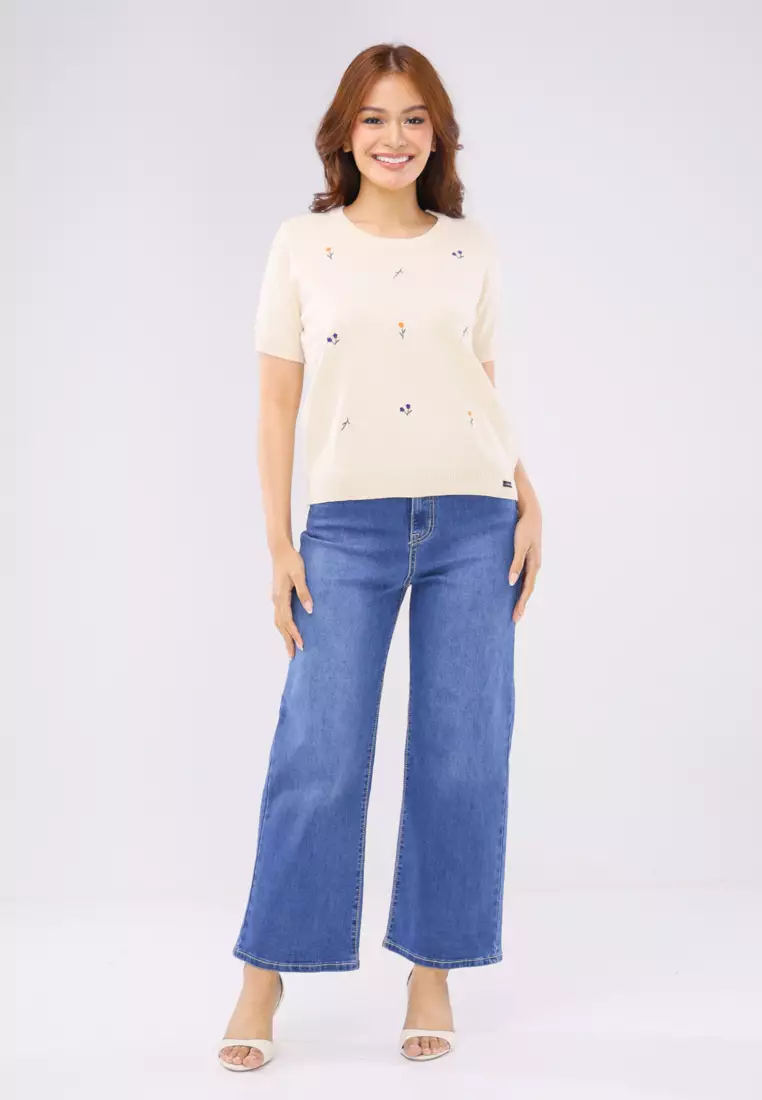 Knitted Textured Short Sleeves Top