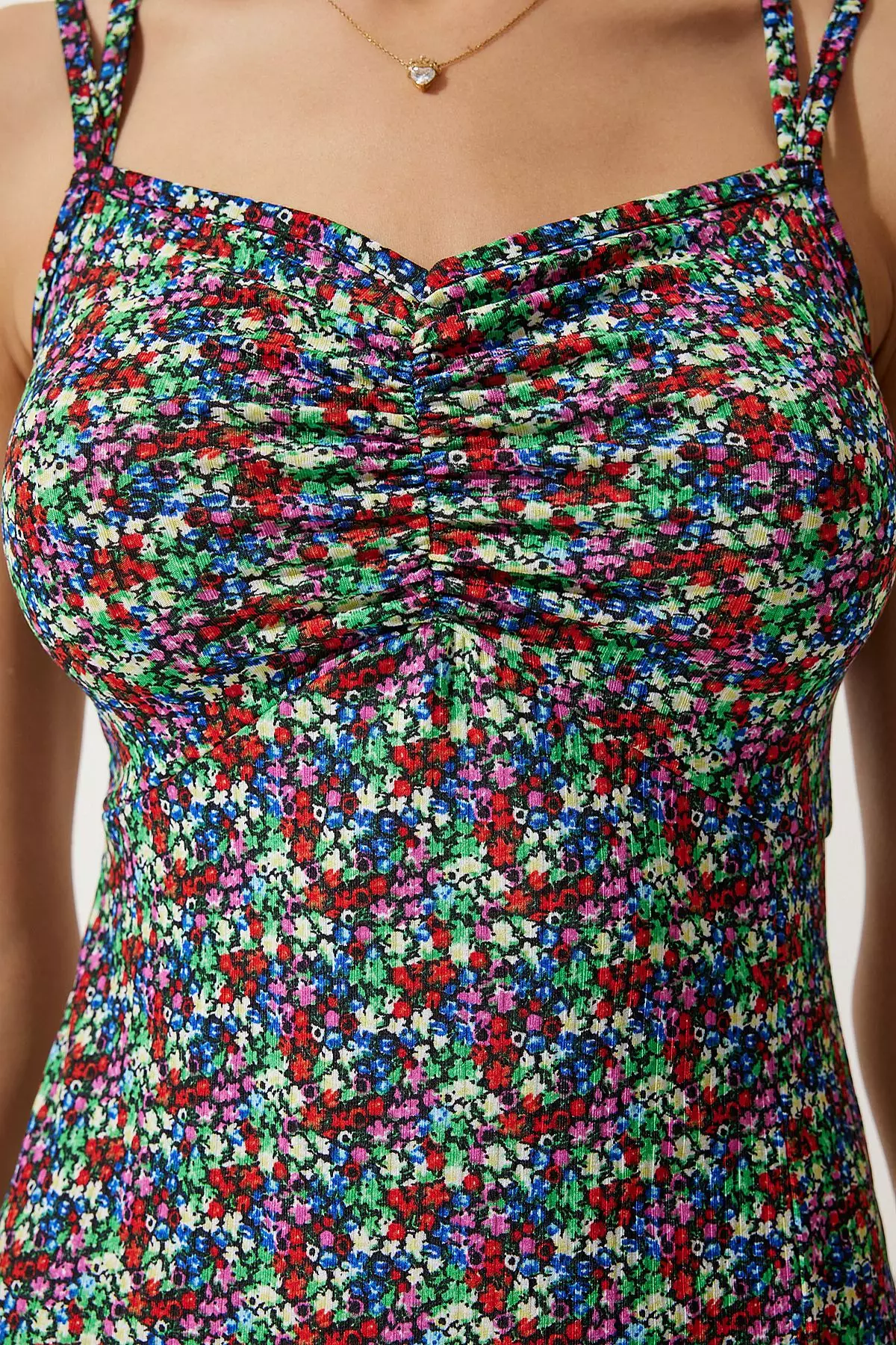 Patterned Double Strap Knitted Dress
