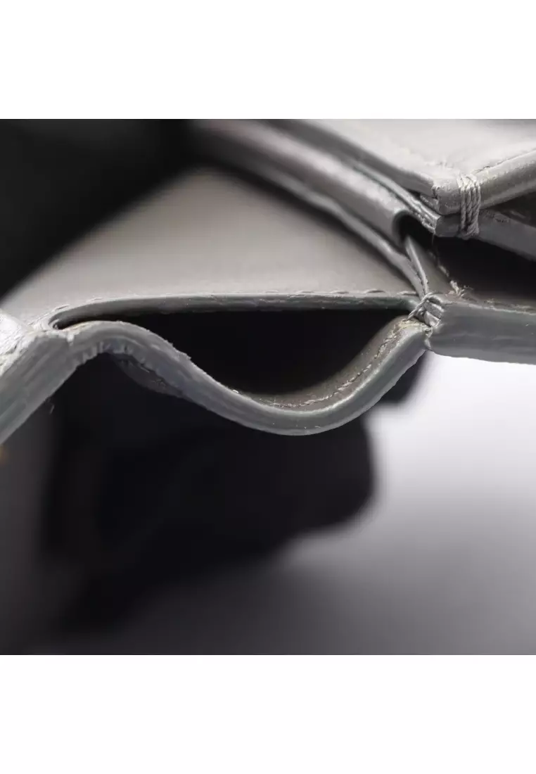 Pre-Loved Celine Small strap wallet Bi-fold wallet leather gray pink