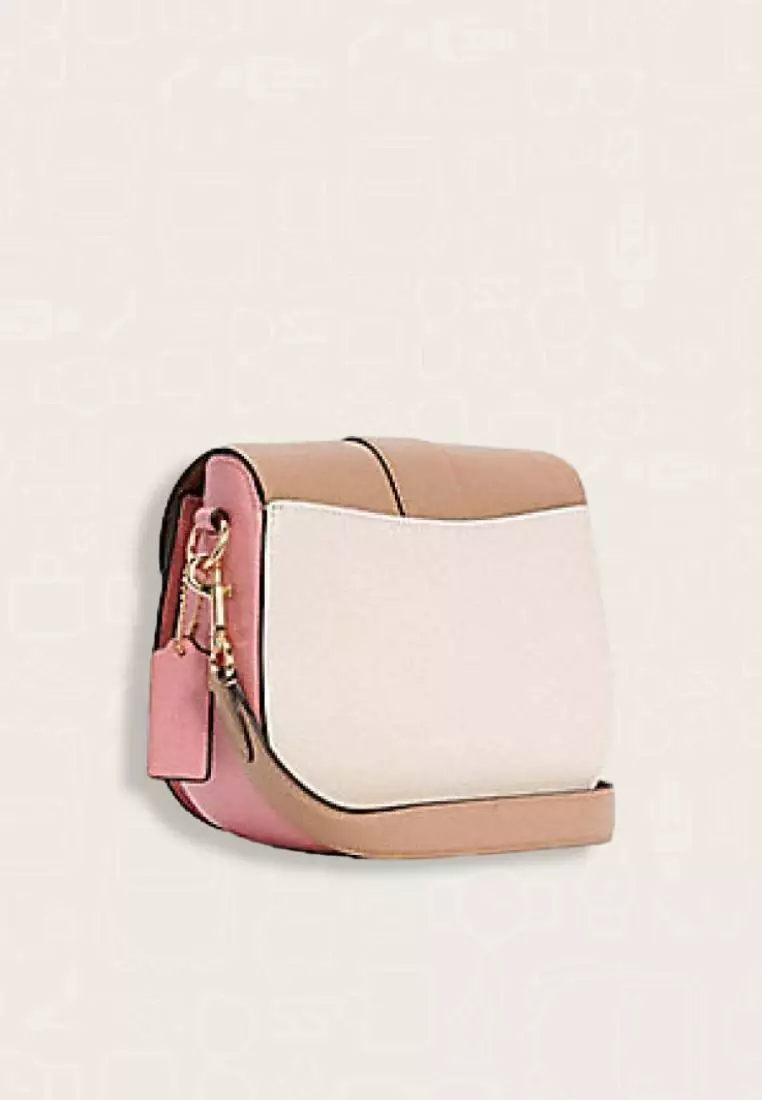 Coach Georgie Saddle Bag In Colorblock Taupe Multi