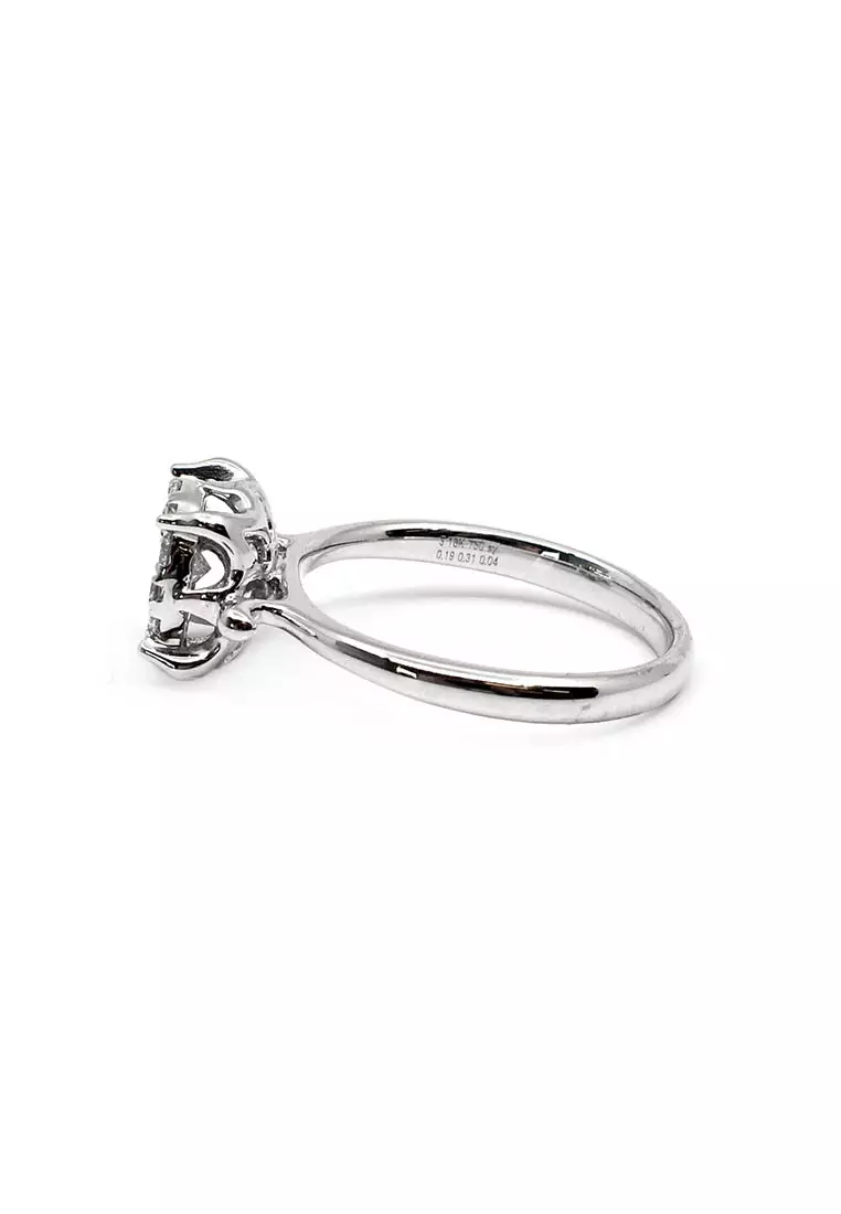18K Italian Made White Gold Lady Ring with Diamonds