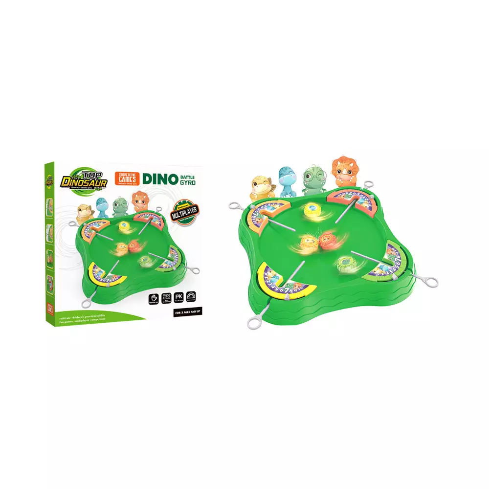 KIDDY FUN PLAYSET TOP DINOSAUR BATTLE GYRO MULTIPLAYER GAME - HIJAU