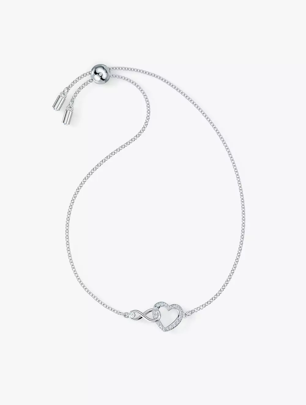 Swarovski Infinity Heart Bracelet, White, Rhodium Plated - Silver