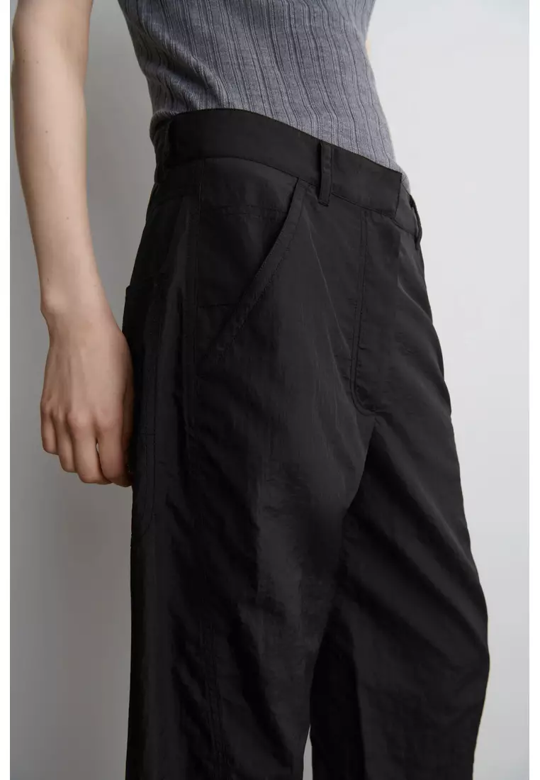 NYLON BARREL-LEG TROUSERS