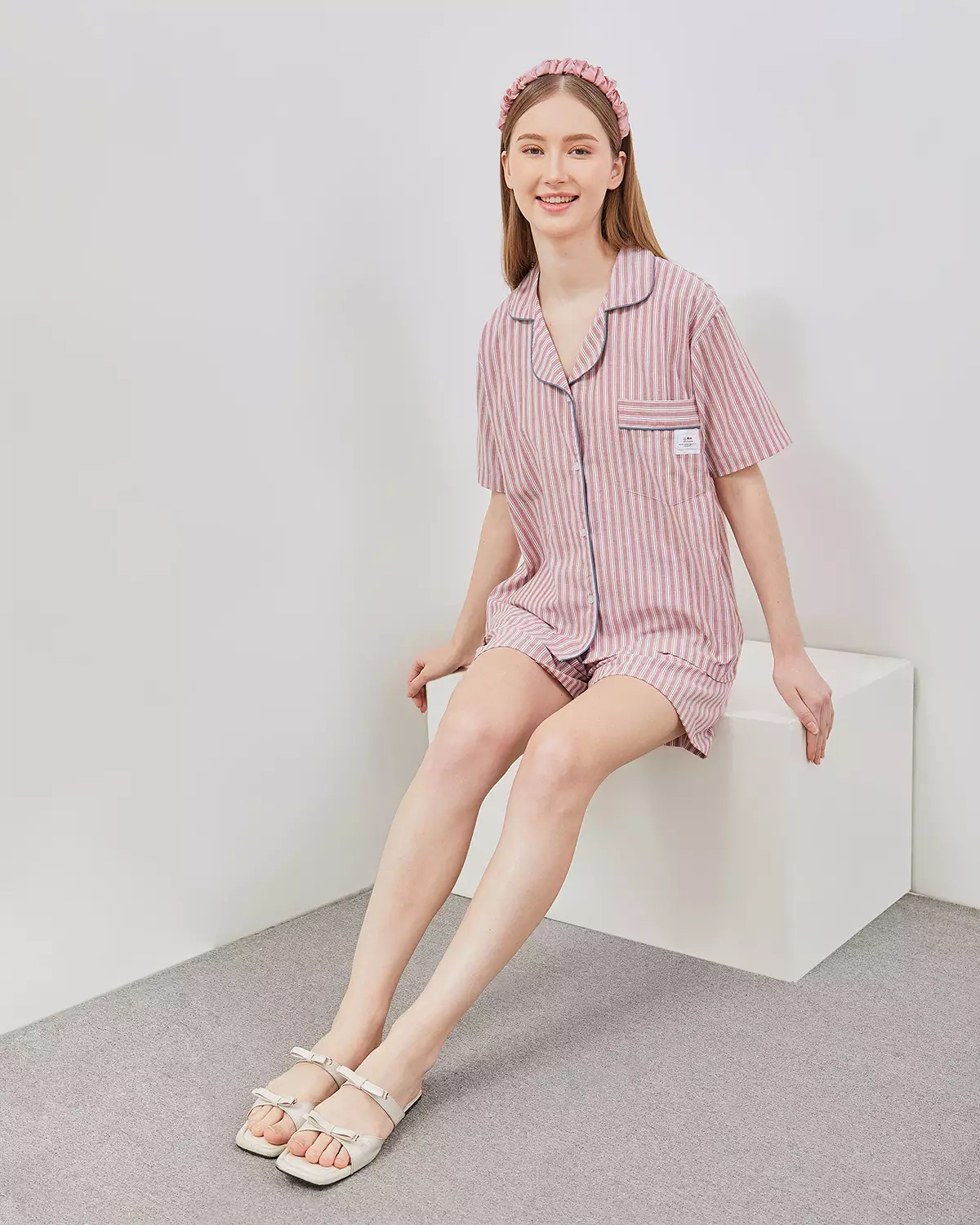 Set Piyama Katun Celana Pendek - Rose Toffe | Baju Tidur Sleepwear Wanita