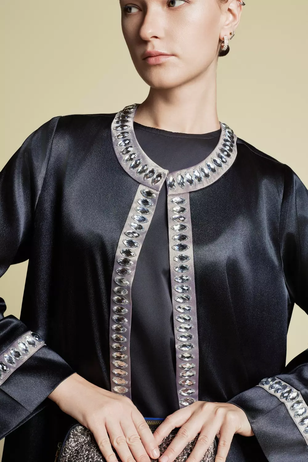 DEMURE&CO - Hafsa Prive’  Embellished Coat Dress Black