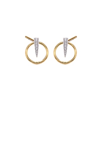 Glamorousky white 925 Sterling Silver Plated Gold Fashion Simple Bar Geometric Circle Stud Earrings with Cubic Zirconia C22F1ACCC7219EGS_1