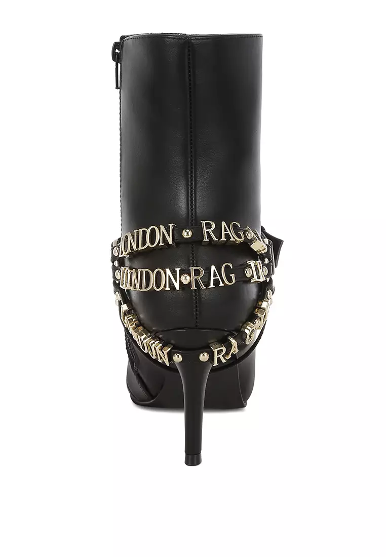 Harness Detail Stiletto Boots in Black