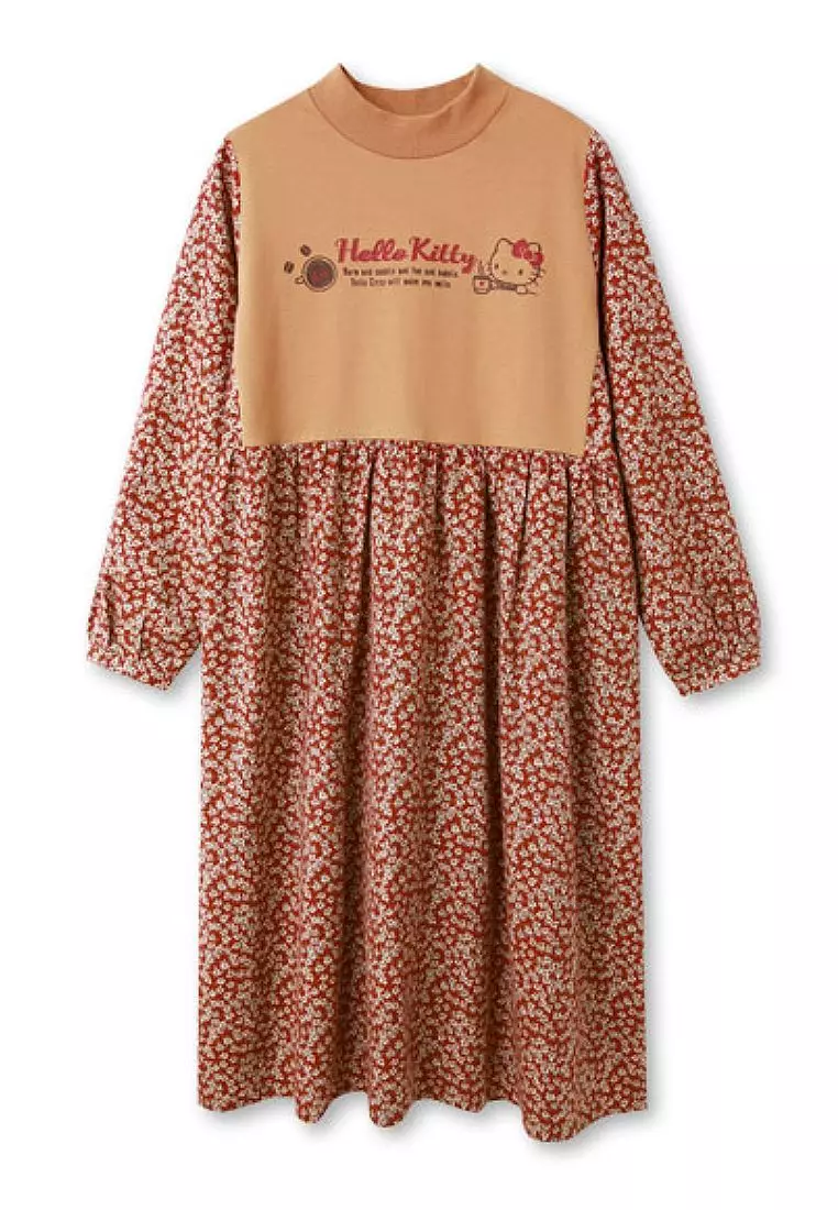 KITTY拿鐵咖啡系列．純棉小碎花假兩件背心洋裝《KB1413》