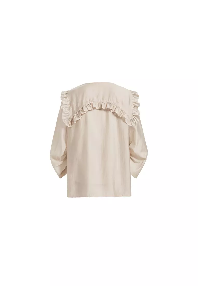 Summer Long Sleeve Ruffle Patchwork Blouse