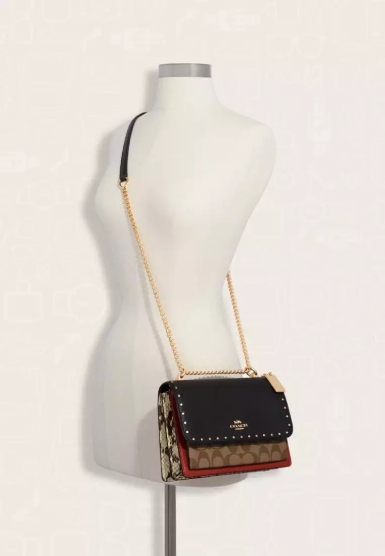 Coach Klare Crossbody In Signature Canvas With Rivets Khaki Multi