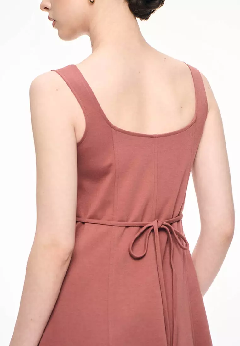 Women's Knit Square Neck Panel Maxi Dress