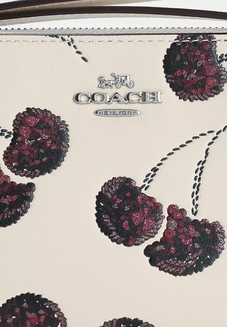 Corner Zip Wristlet With Cherry Print