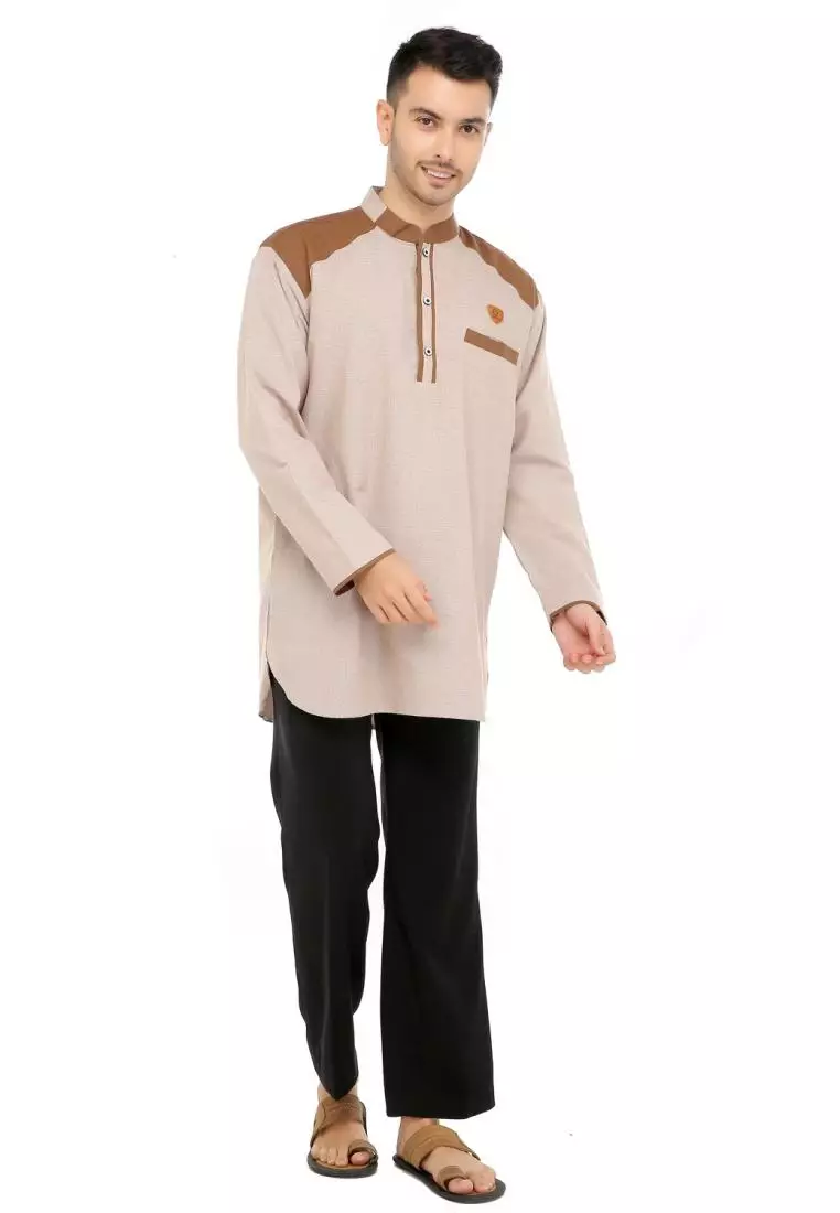 Baju Koko Gamis Muslim Pria Asraf - Cream