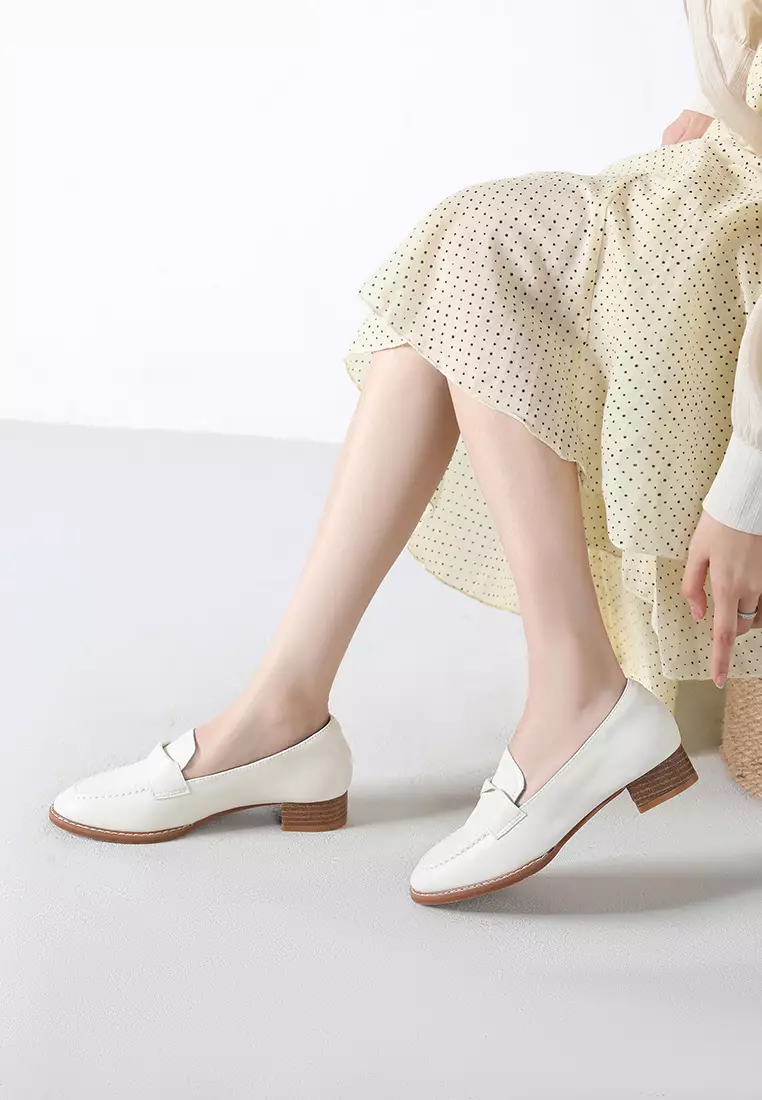 Pleated Strap Leather Loafers TH138-1