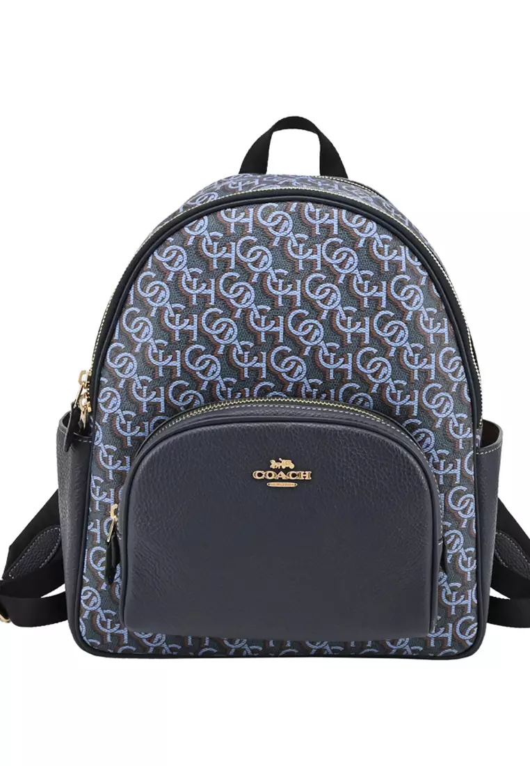 Coach Court Backpack With Signature Monogram Print Navy