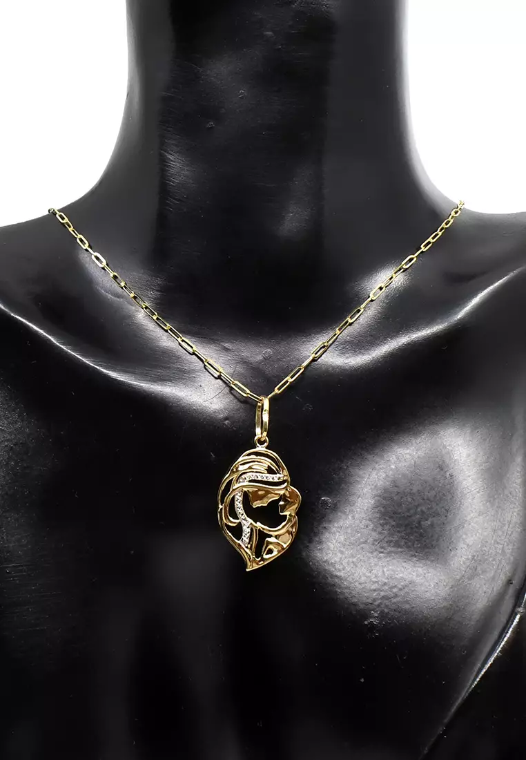 18K Italian Made Bicolor Gold Necklace and Pendant