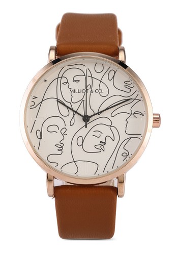 Jual Milliot Co Aisha Rose Gold Leather Strap Watch Original Zalora Indonesia