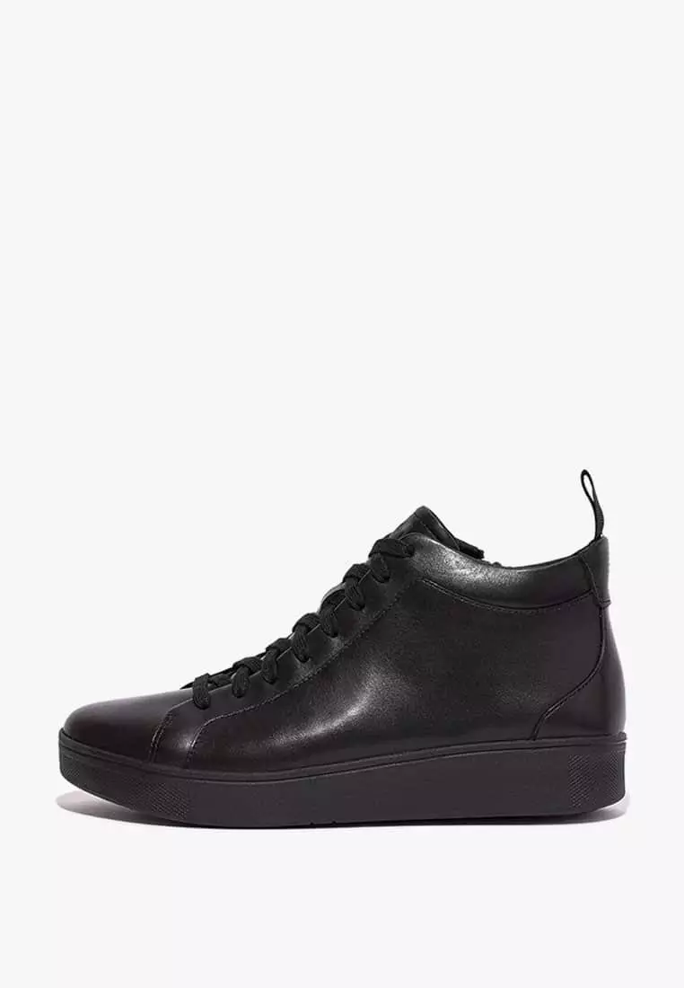 Discount on Fitflop  shoes - SKU: Fitflop Rally Leather High-Top Sneakers - All Black