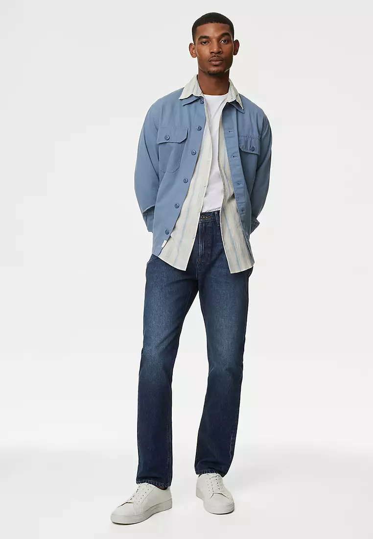 Easy Iron Cotton Linen Blend Striped Shirt