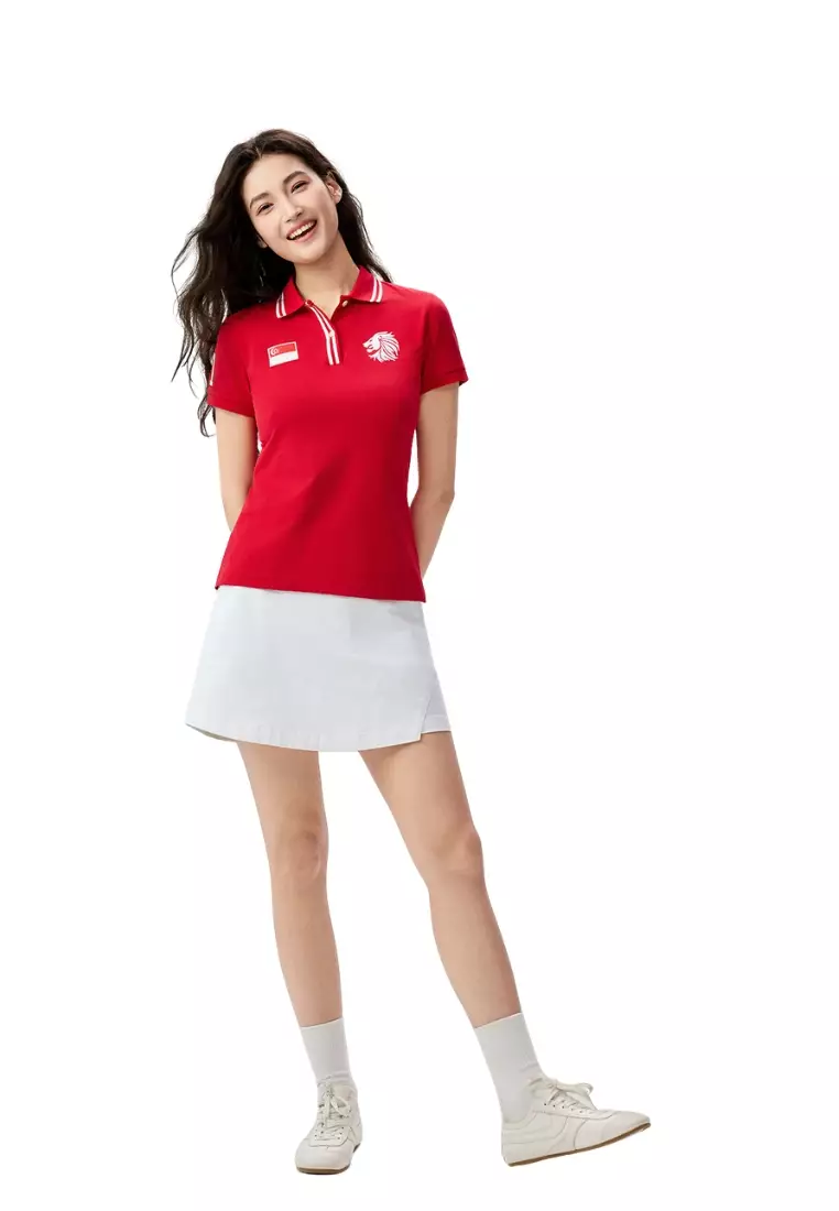 Giordano Women NDP 2026 Collection Cotton Lycra Short Sleeve Embroidery Polo T-Shirt (Singapore National Day Parade)