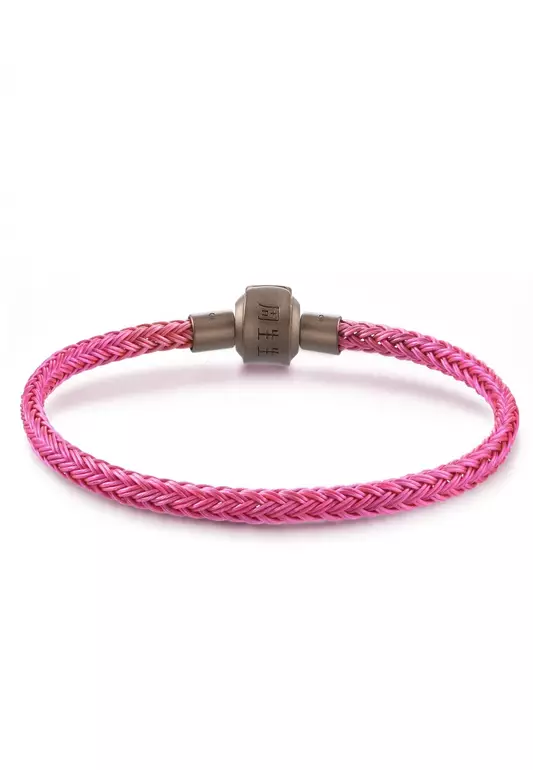Stainless Steel Charm Bracelet for Women Neon Pink 3mm