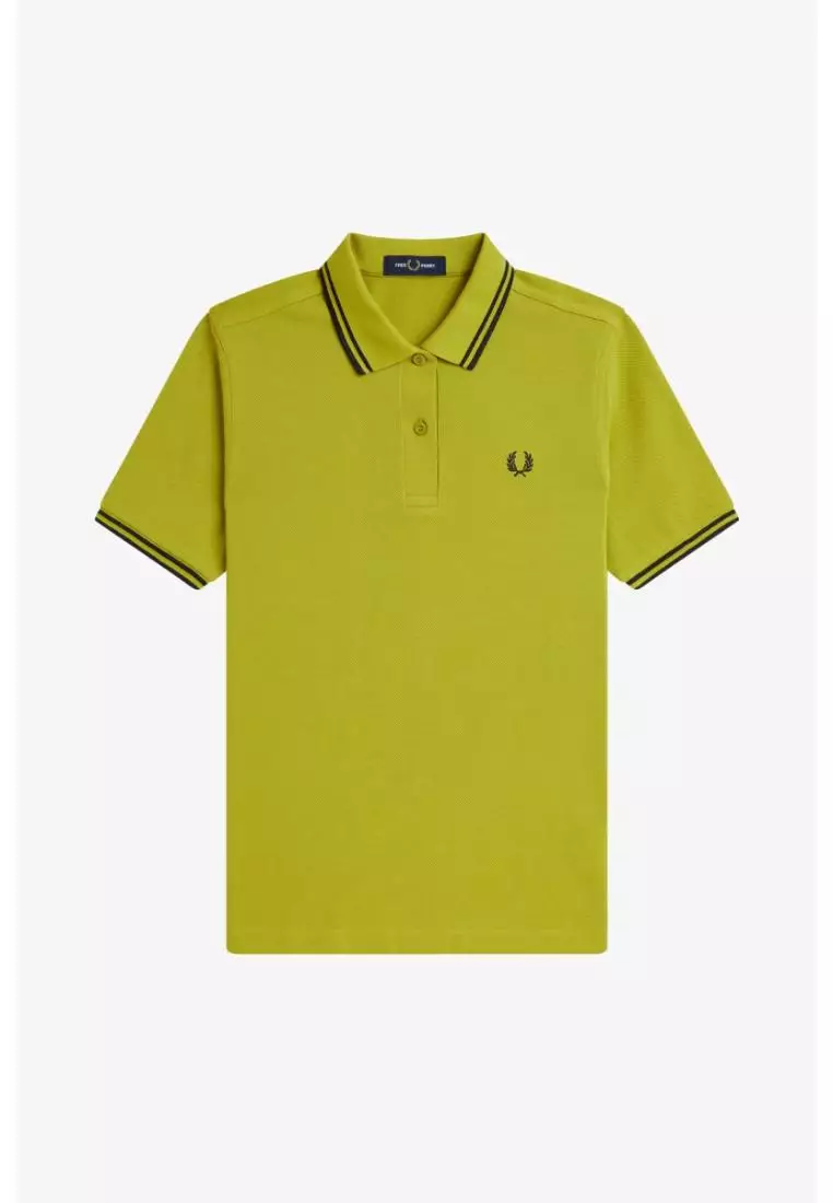 Fred Perry G3600 Twin Tipped Fred Perry Shirt (Tennis Ball Yellow / Metallic Black)