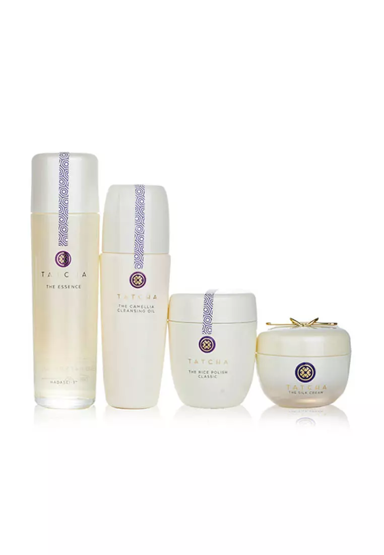 TATCHA - Ritual For Firm Skin Set: Camellia Cleansing Oil 150ml + Essence 150ml + Silk Cream 50ml + Rice Polish 60g 4pcs.