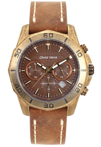 Christ Verra Fashion Men's Watch CV 67175G-22 BRN/BRN Brown Gold Stainless Steel