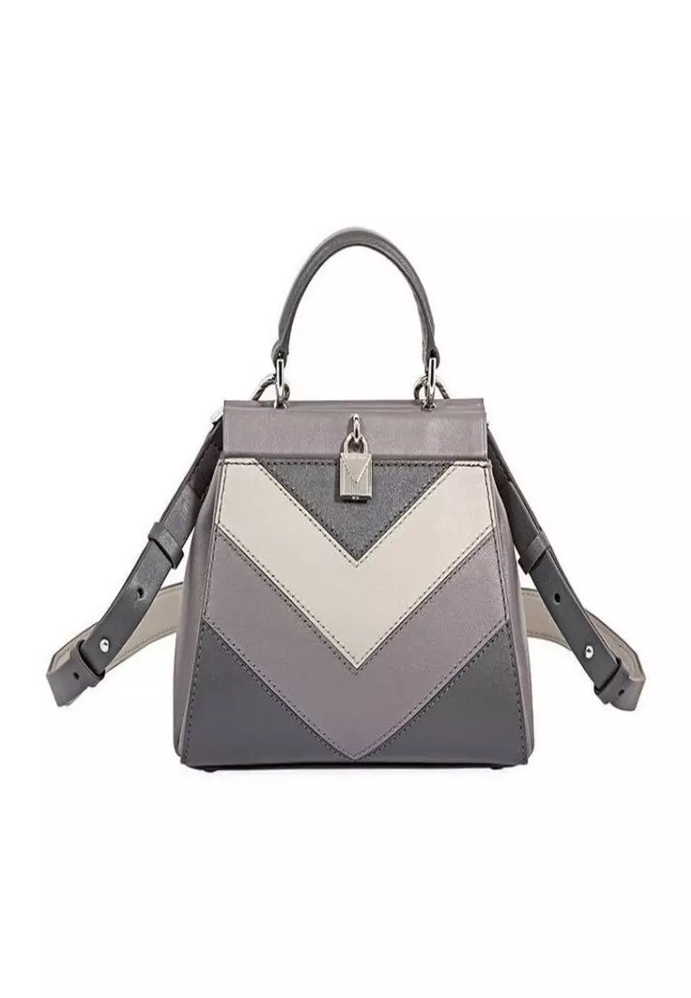 Gramercy chain embossed leather top handle satchel top
