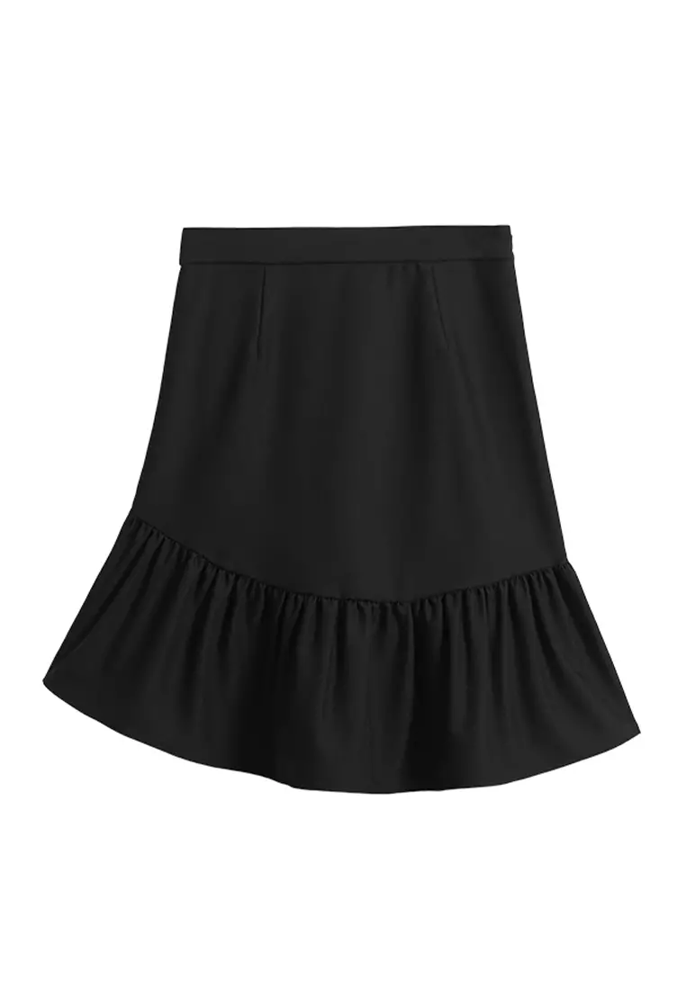 Asymmetrical Ruffle Midi Skirt