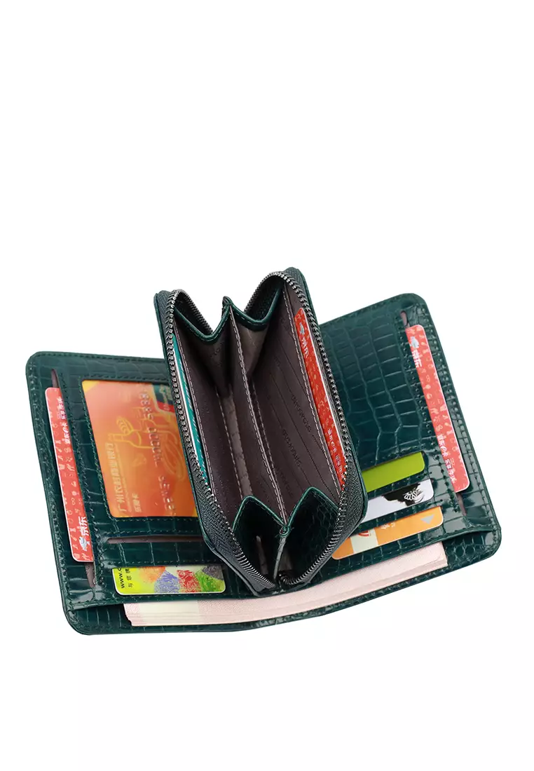 Women's Croc Wallet with Coin Compartment (Dompet Pendek Wanita) - Hijau