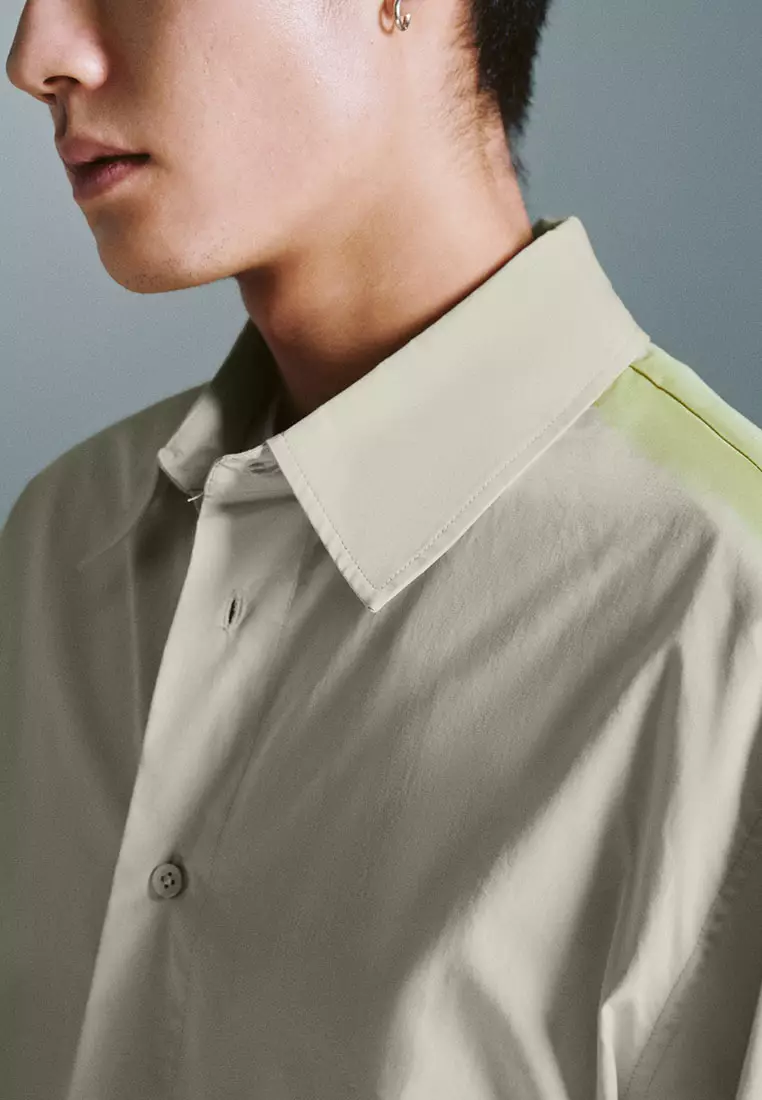 UR冬季新款男装植物系晕染棉质宽松开襟衬衫UMF240072