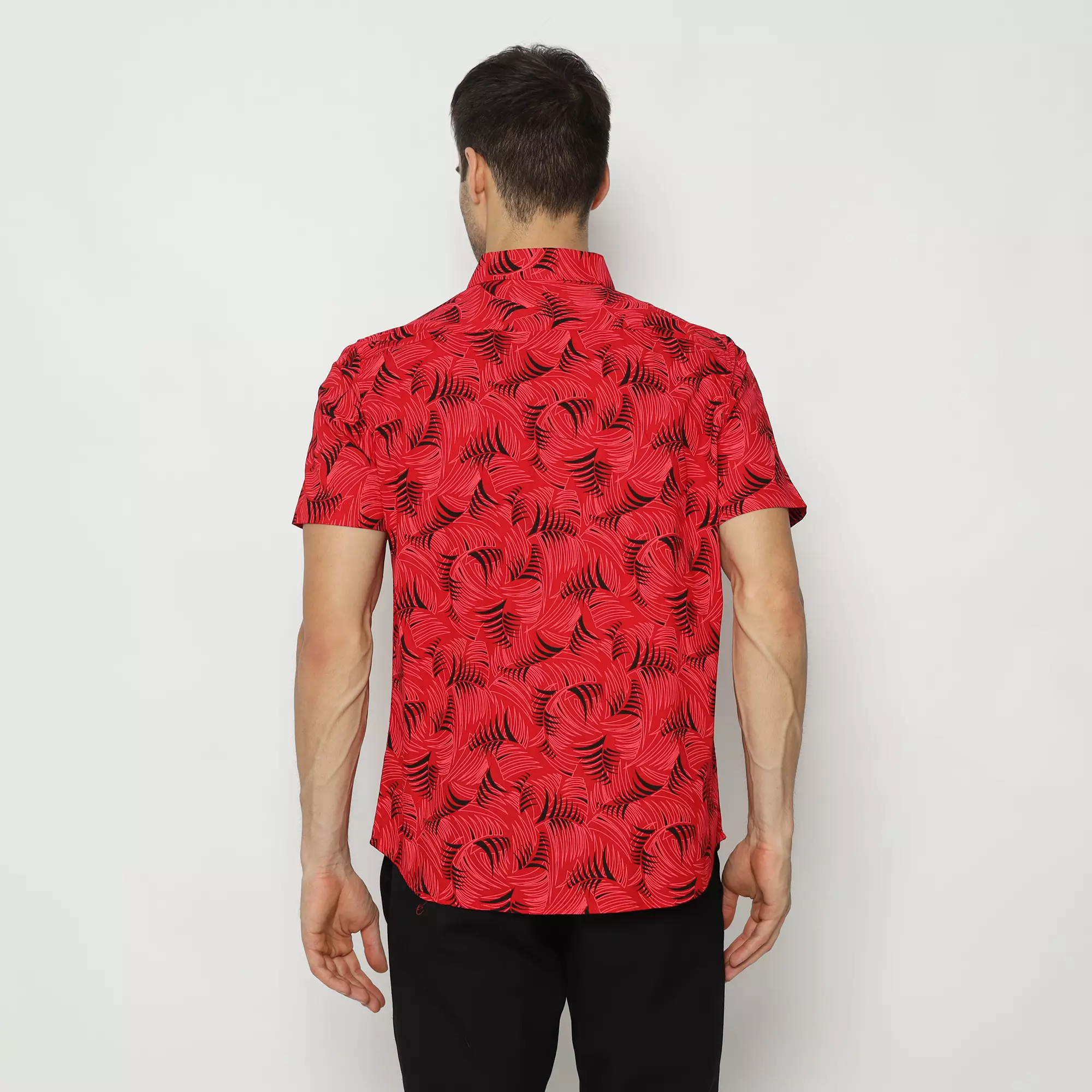 Platini Kemeja Motif Printing Pria Lengan Pendek Katun 132260.49 Red