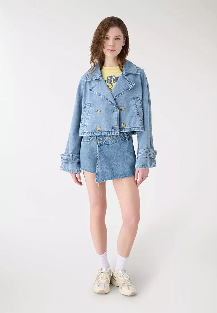 Women's Denim Short Trench Coat
