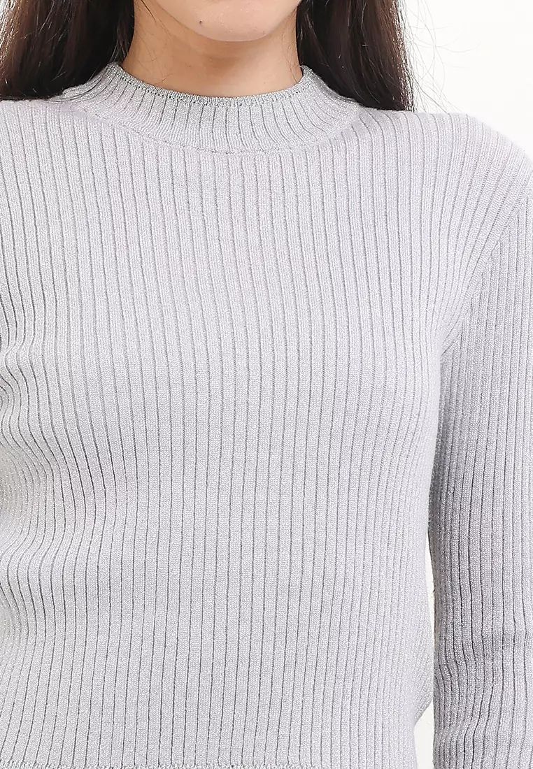 L/S Metallic Knit Blouse