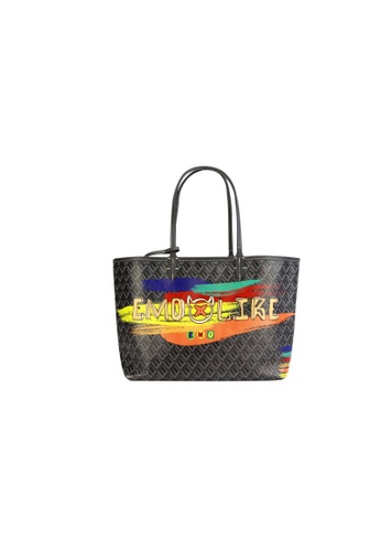 Buy Emo Korean Fashion Brand Canine Graffiti Pattern Totebag Large Dark Grey Online Zalora Malaysia