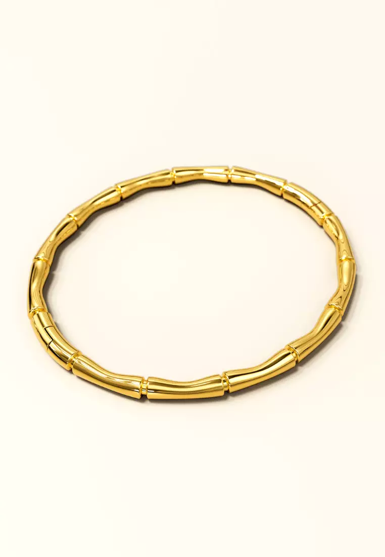 Trunket Bamboo Design Stainless Steel Bangle in Gold