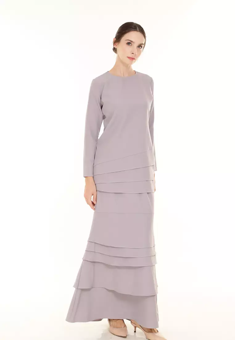 Isabella Multi Layer Kurung Modern in Silver Grey