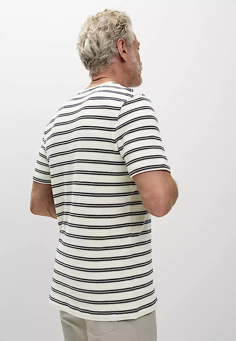 Cotton Rich Striped Textured T-Shirt