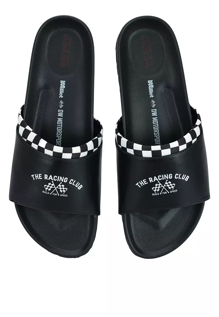 DW Motorsport x Milliot The Checkered Flags Open Toe Sandals