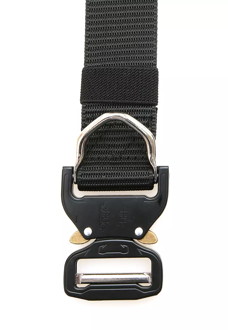 Ilo Aksesoris Fashion Pria Casual Belt Desain Simple Ikat Pinggang Material Canvas ORIGINAL - Black