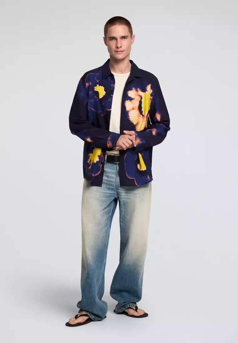 Long-Sleeve Shirt with Large Floral Print