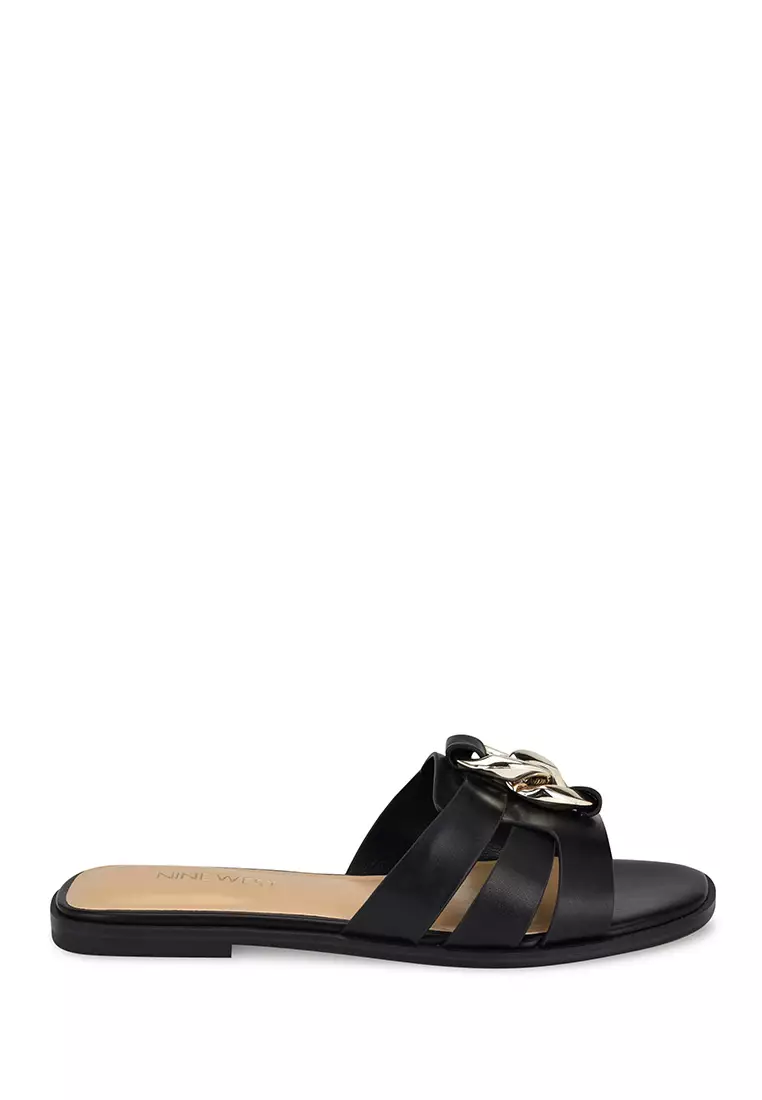 Discount on Nine West  shoes - SKU: Graso3 Casual Flat Sandals Black