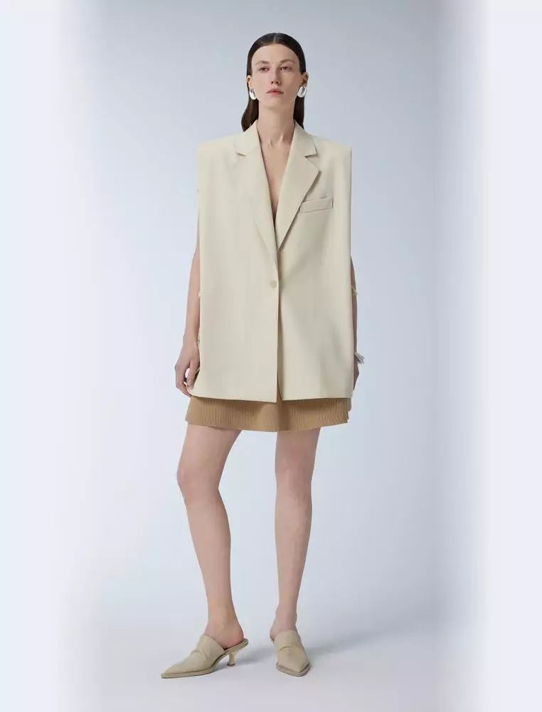 Solid color temperament mid-length vest