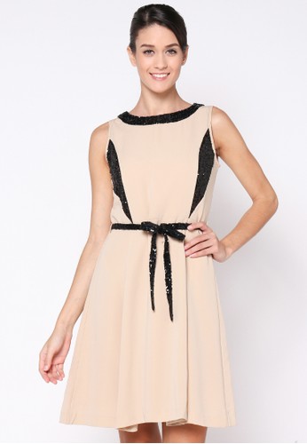 Valentina A-Line Combo Sequin Dress