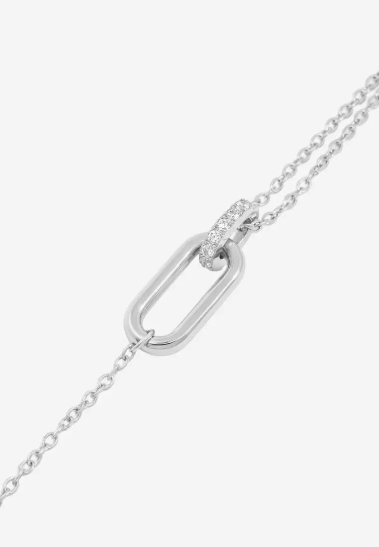 Viva Interlocking with 5A Grade Cubic Zirconia Necklace in Silver