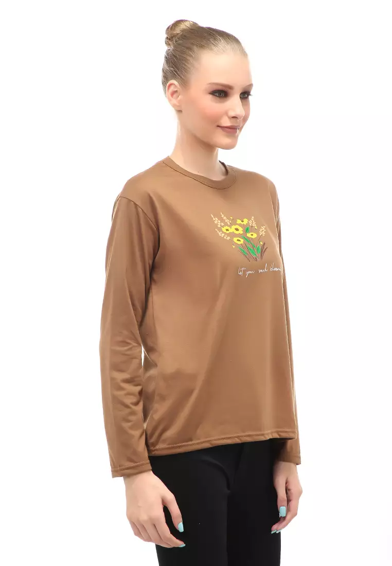 Dreama Kaos Oversized Long Sleeves Atasan Wanita Relaxed Fit - Mopan LYSB