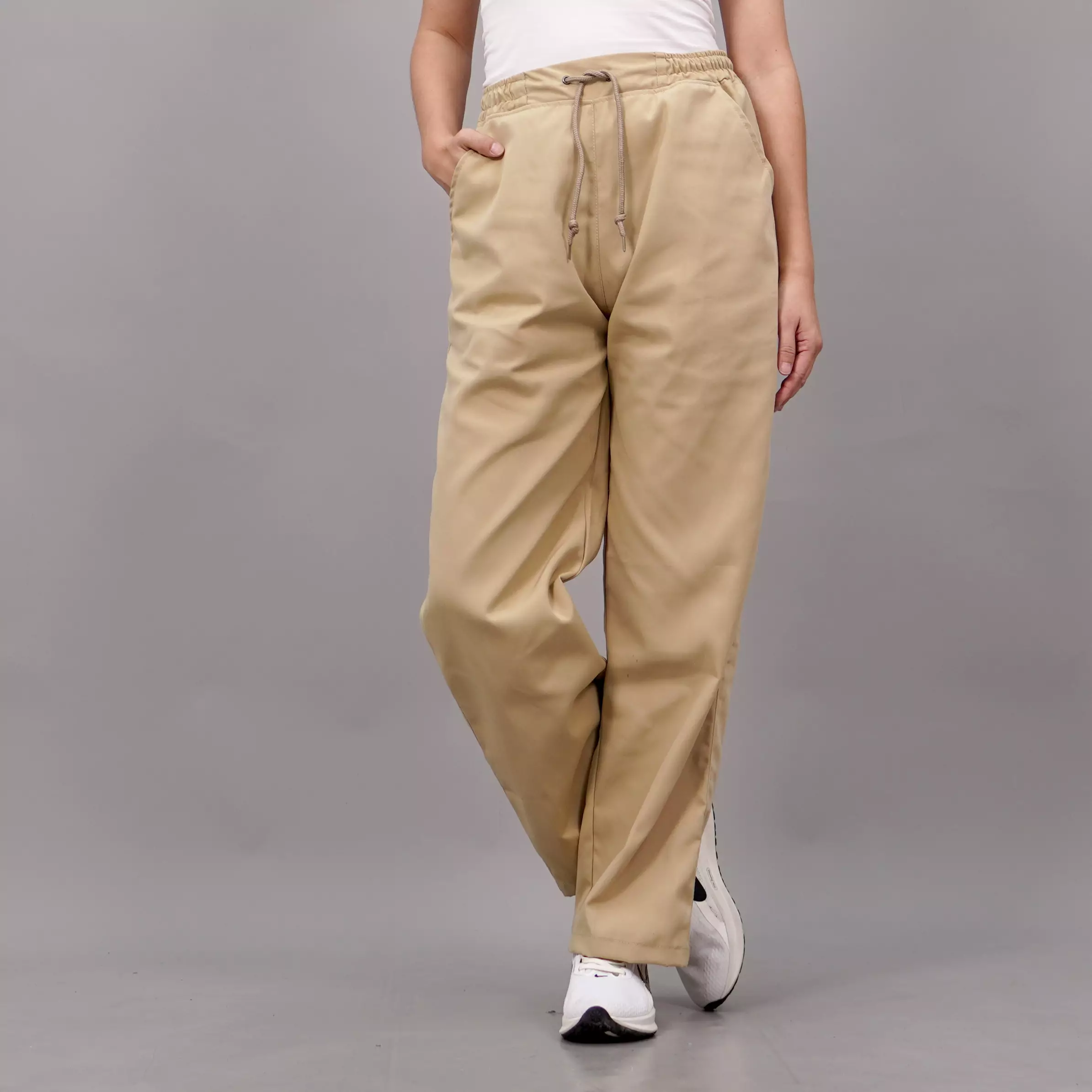 SAMY Celana Loose Pants Wanita Baggy Pants Wanita Celana Panjang Wanita - KREM