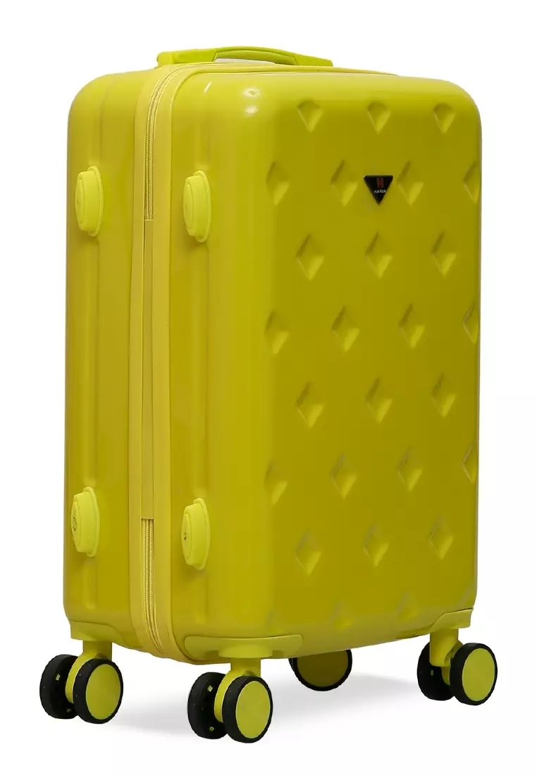 Carlton Koper Size 20inch Diamond Zipper 3 Number Combination Suitcase Unisex Material Fiber ORIGINAL - Yellow